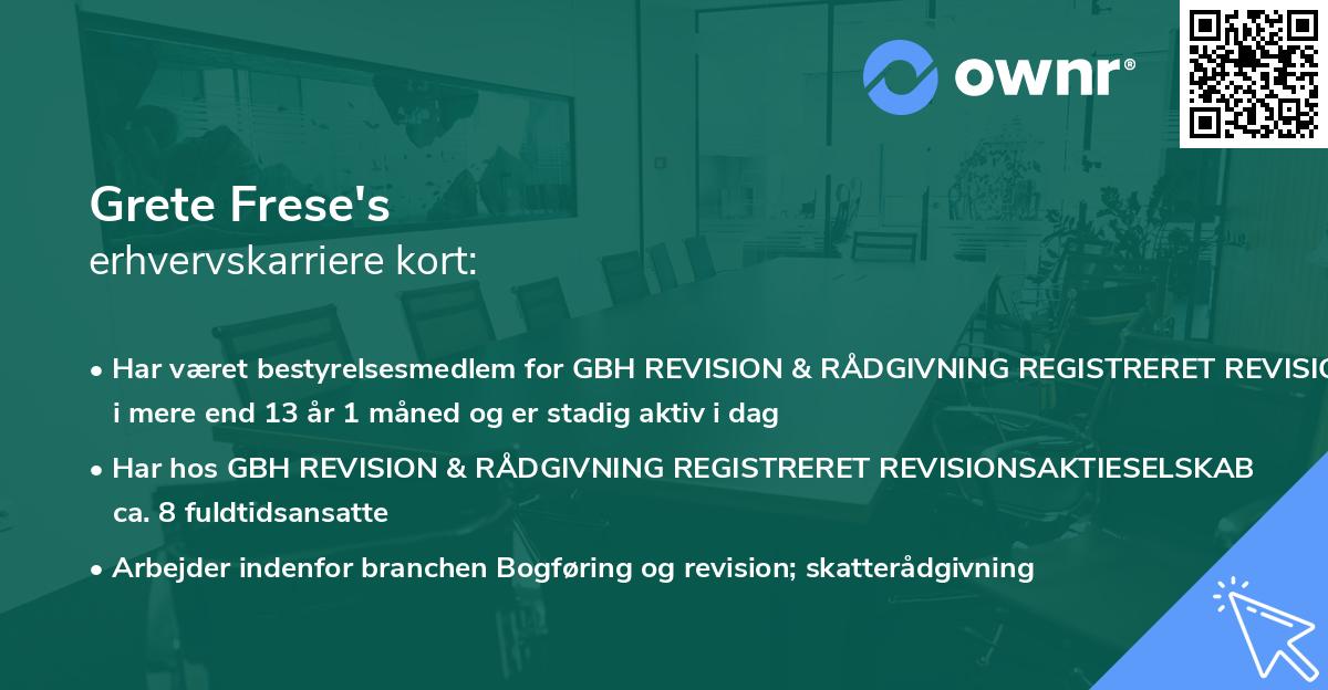 Grete Frese's erhvervskarriere kort