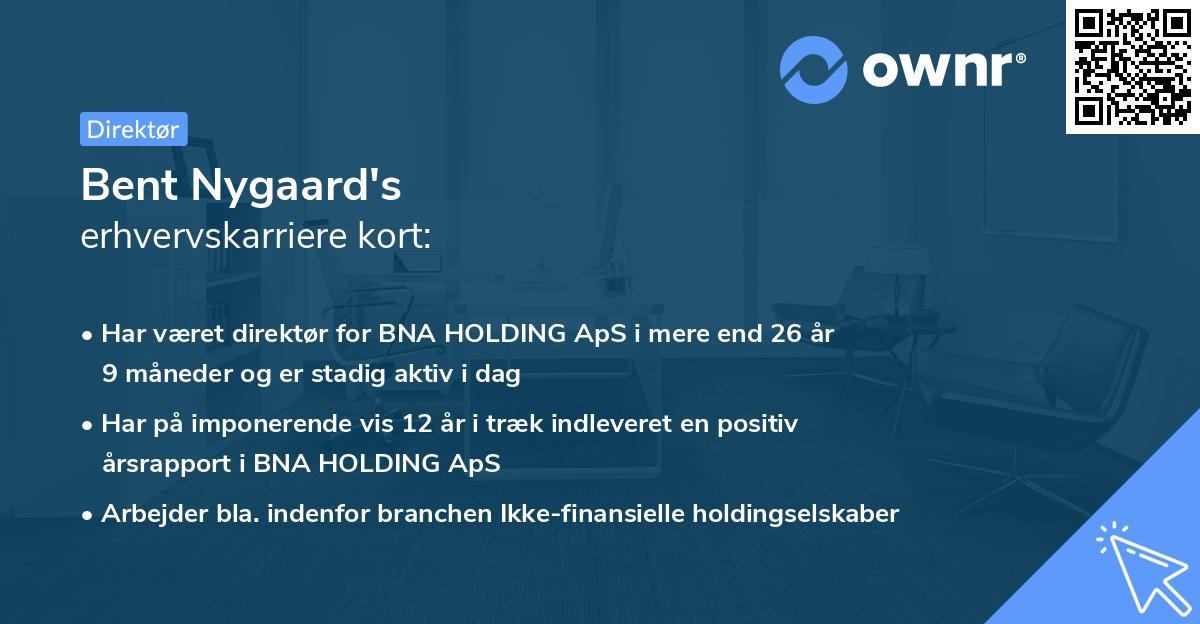 Bent Nygaard's erhvervskarriere kort