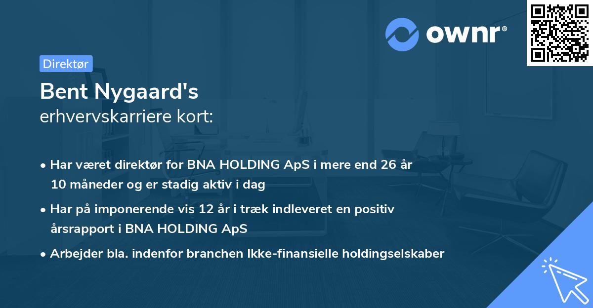 Bent Nygaard's erhvervskarriere kort