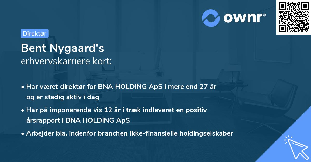 Bent Nygaard's erhvervskarriere kort