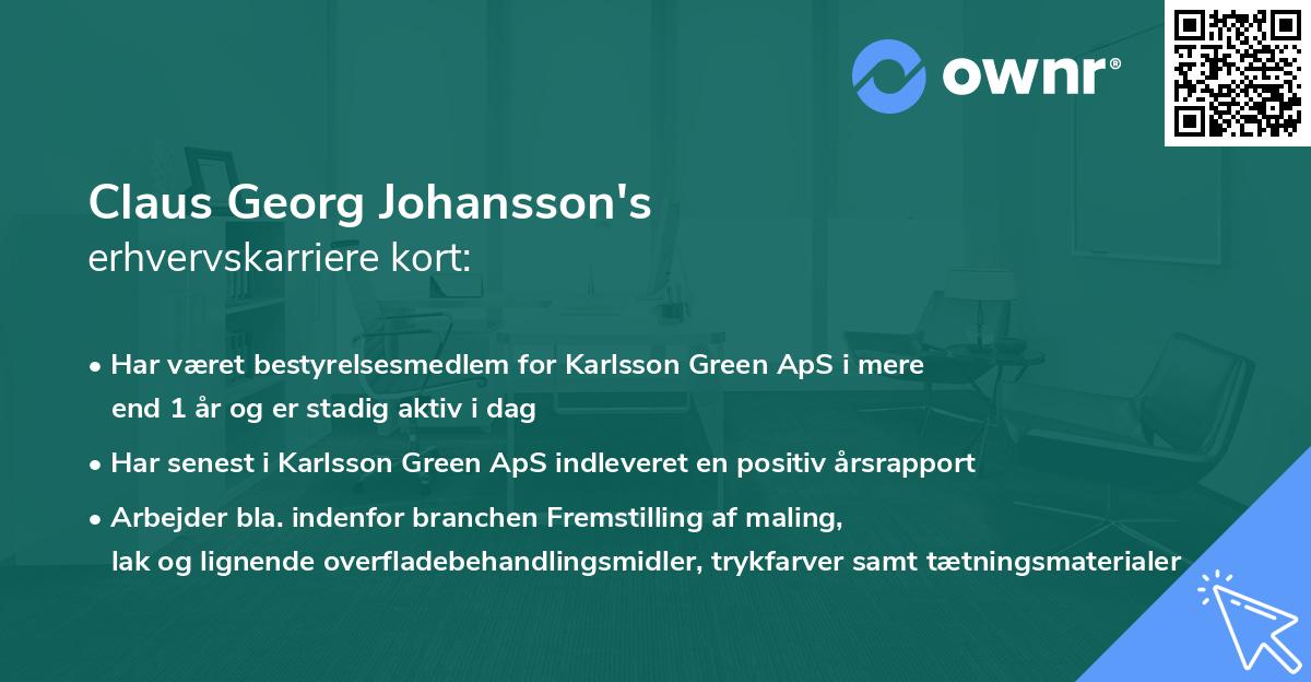 Claus Georg Johansson's erhvervskarriere kort