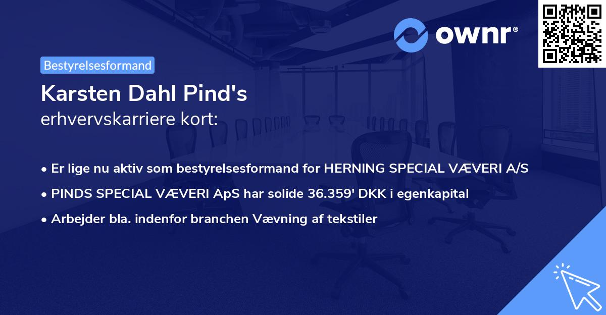 Karsten Dahl Pind's erhvervskarriere kort