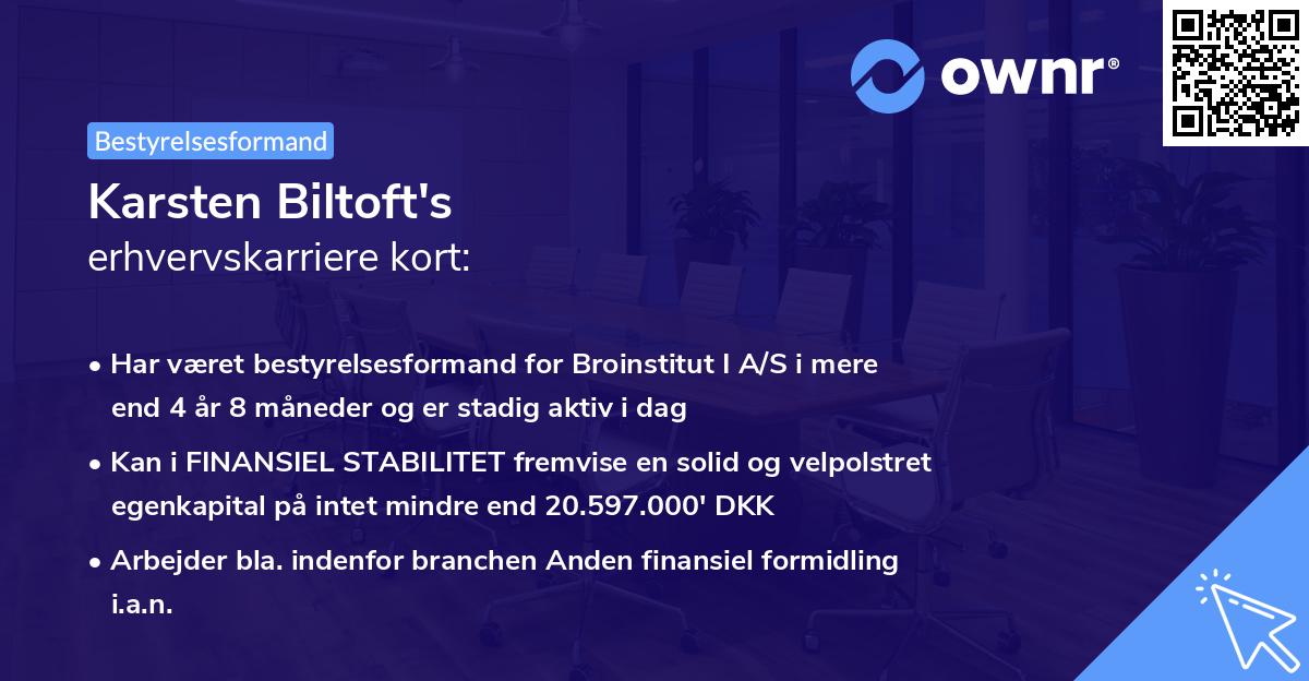 Karsten Biltoft's erhvervskarriere kort