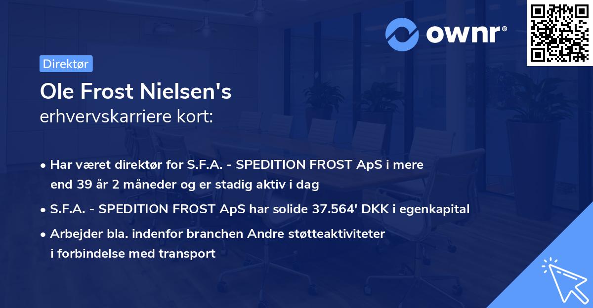 Ole Frost Nielsen's erhvervskarriere kort