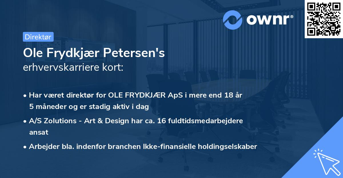 Ole Frydkjær Petersen's erhvervskarriere kort