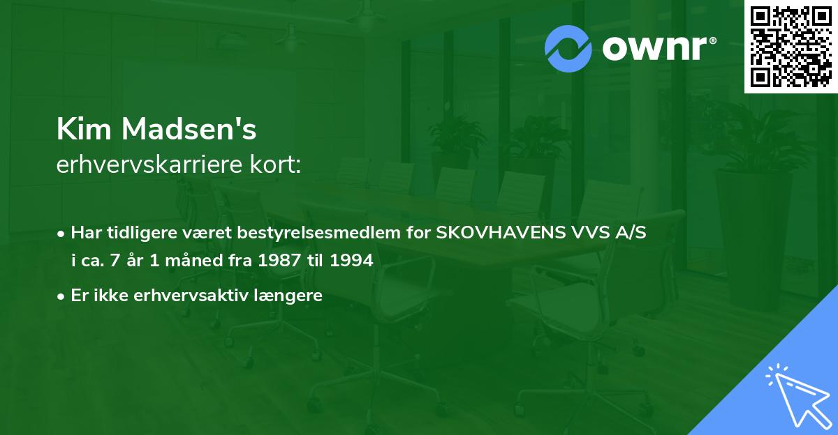 Kim Madsen's erhvervskarriere kort