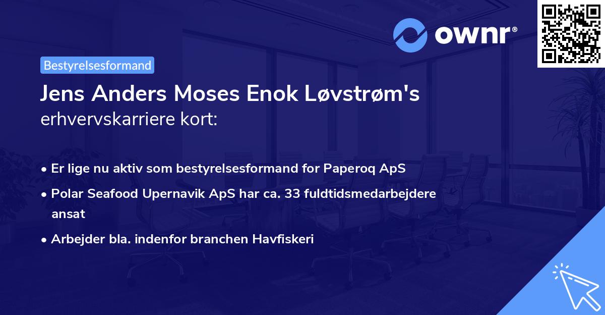 Jens Anders Moses Enok Løvstrøm's erhvervskarriere kort