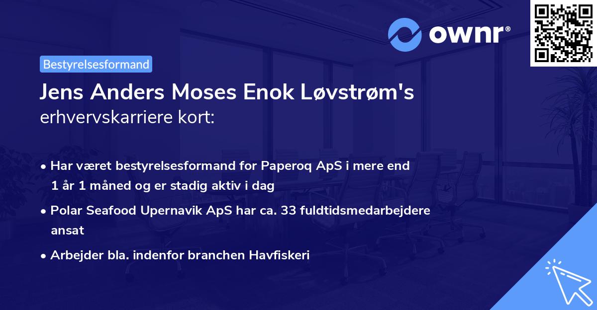Jens Anders Moses Enok Løvstrøm's erhvervskarriere kort