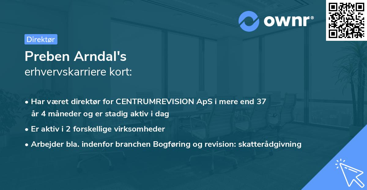 Preben Arndal's erhvervskarriere kort