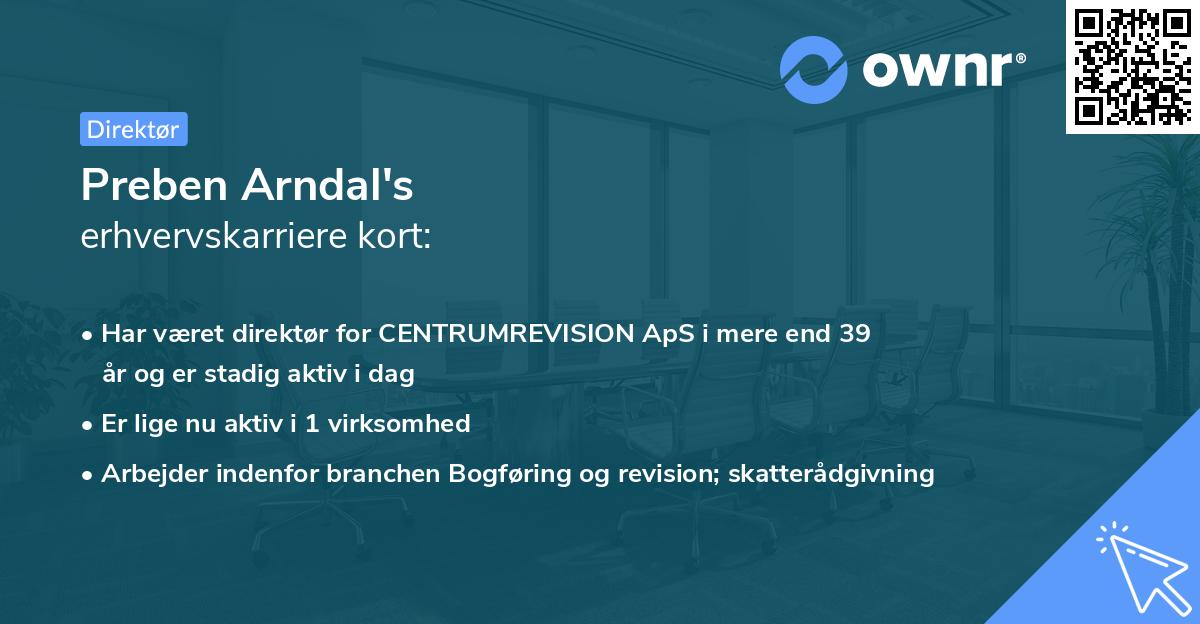 Preben Arndal's erhvervskarriere kort