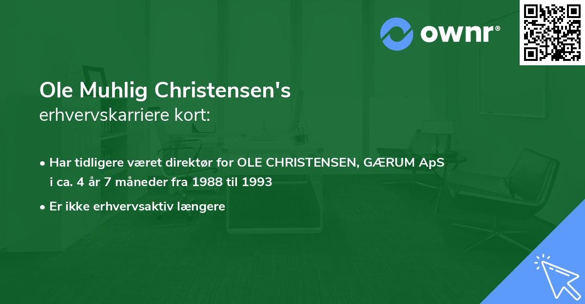 Ole Muhlig Christensen's erhvervskarriere kort