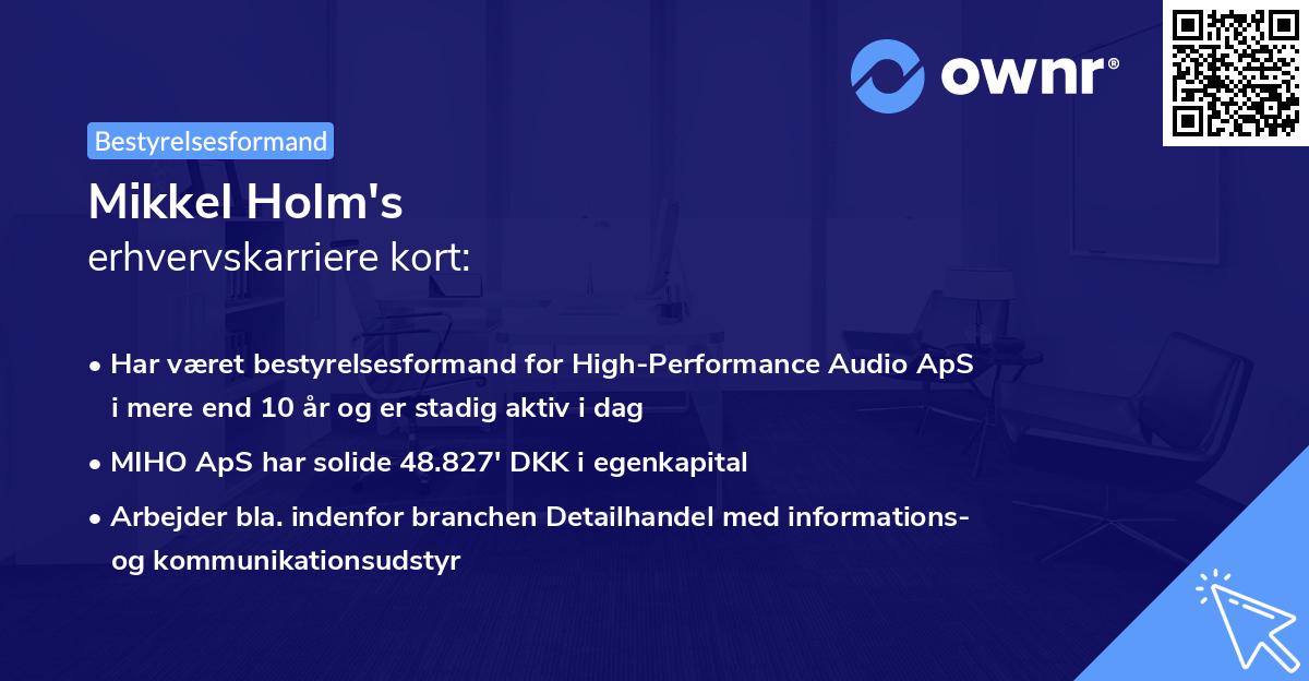 Mikkel Holm's erhvervskarriere kort