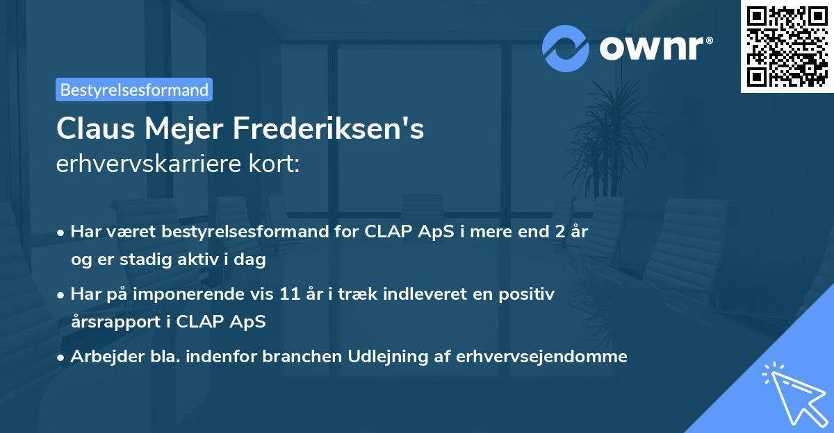 Claus Mejer Frederiksen's erhvervskarriere kort