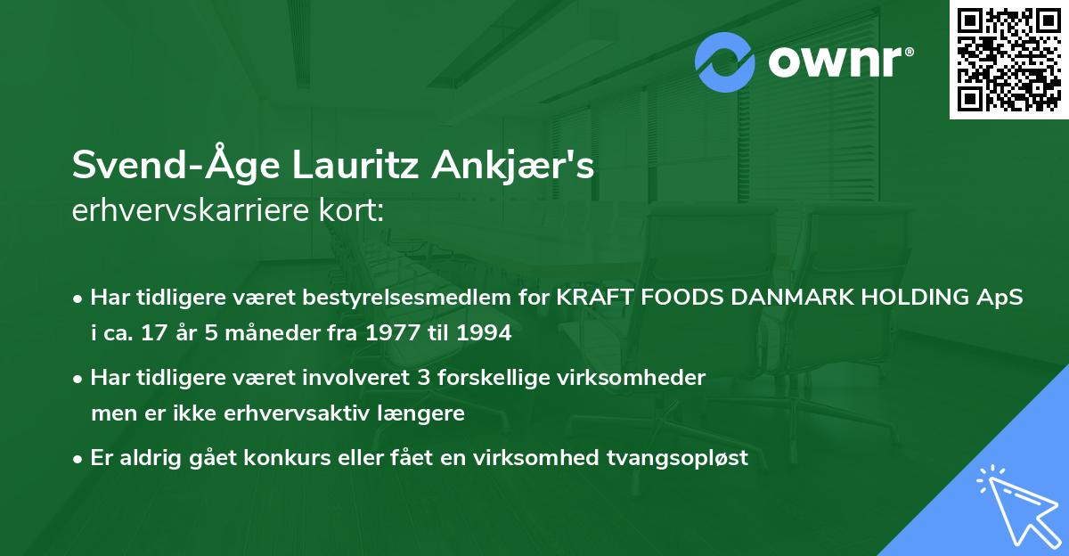 Svend-Åge Lauritz Ankjær's erhvervskarriere kort