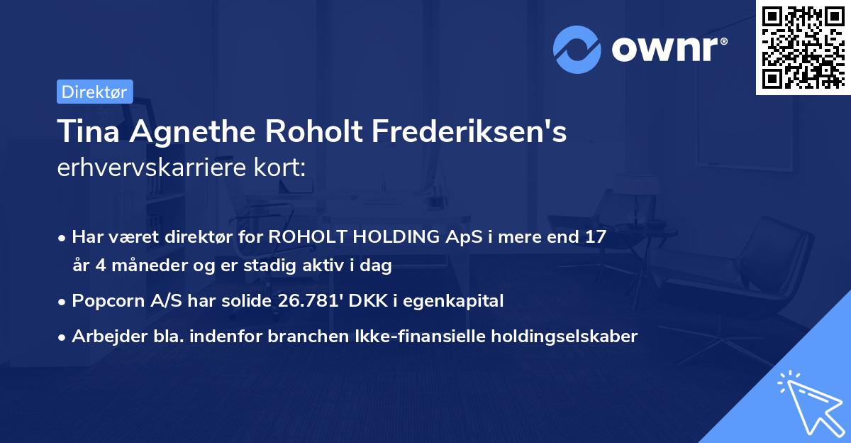 Tina Agnethe Roholt Frederiksen's erhvervskarriere kort