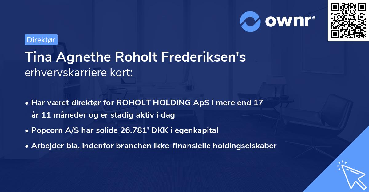 Tina Agnethe Roholt Frederiksen's erhvervskarriere kort
