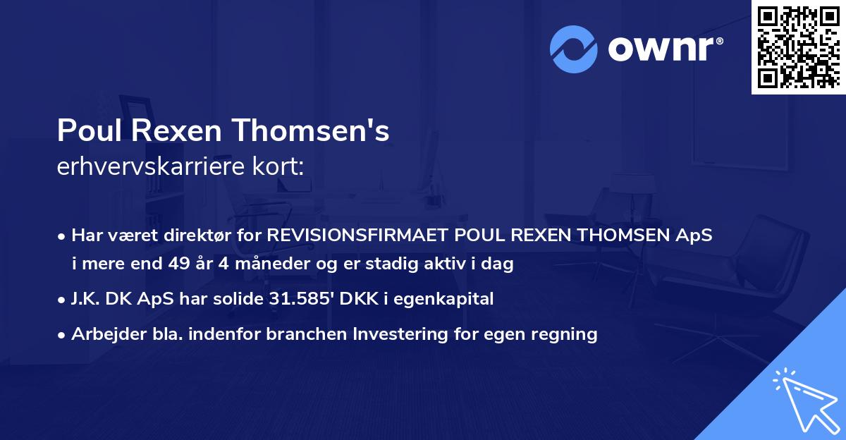 Poul Rexen Thomsen's erhvervskarriere kort