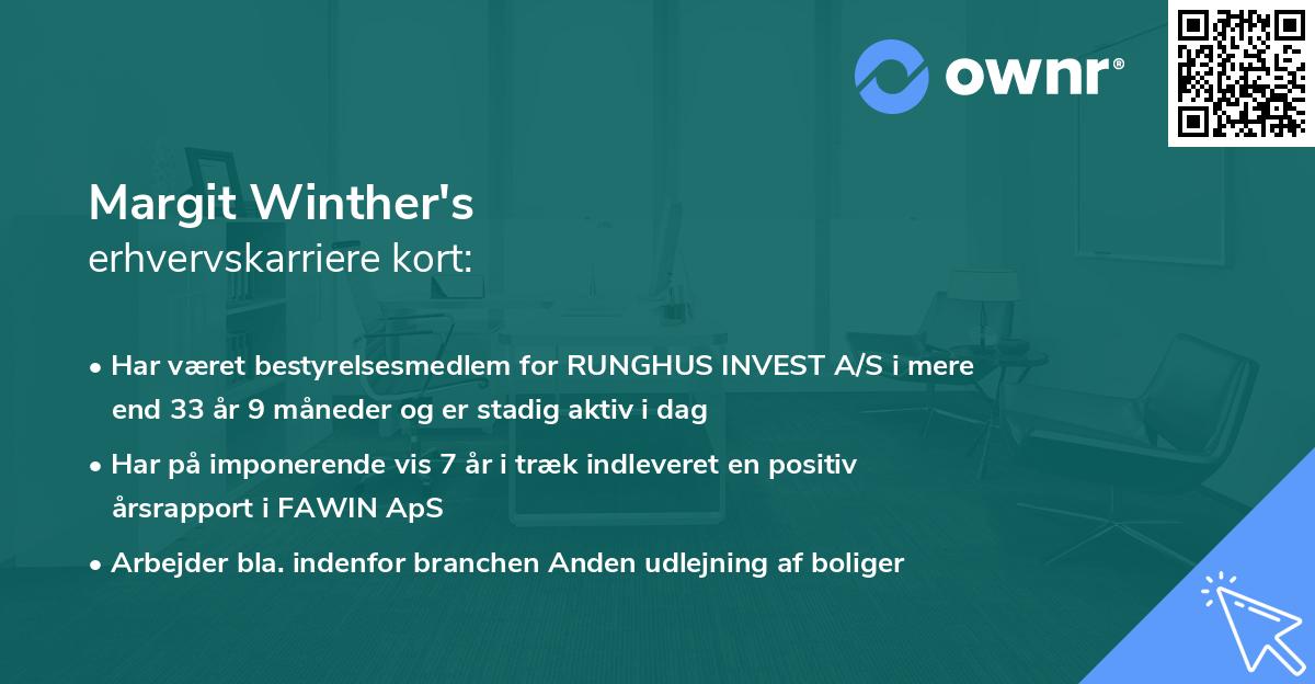 Margit Winther's erhvervskarriere kort