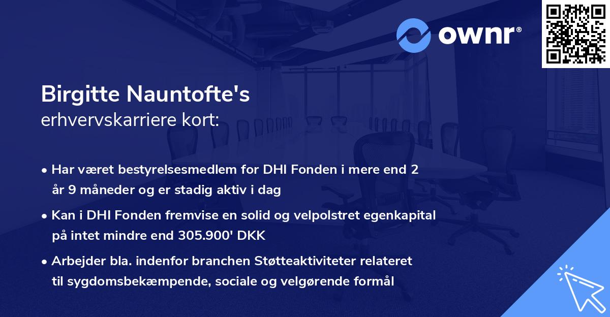 Birgitte Nauntofte's erhvervskarriere kort