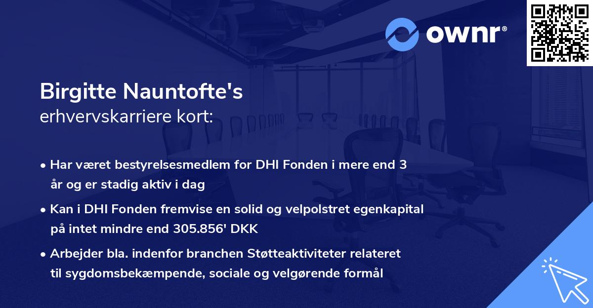 Birgitte Nauntofte's erhvervskarriere kort