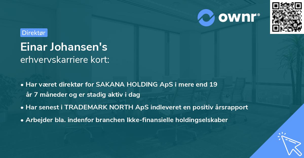 Einar Johansen's erhvervskarriere kort