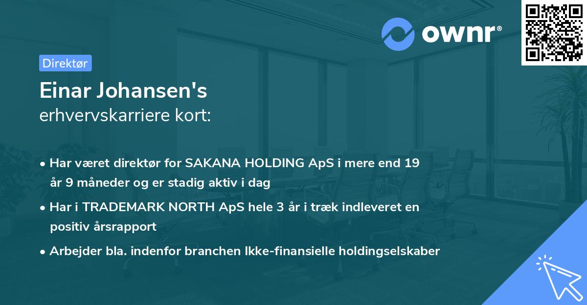 Einar Johansen's erhvervskarriere kort