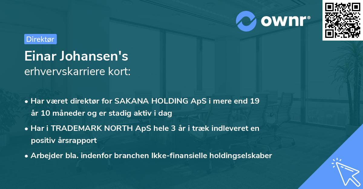 Einar Johansen's erhvervskarriere kort