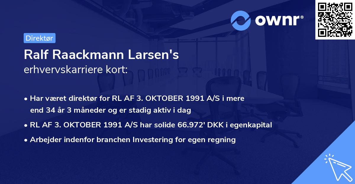 Ralf Raackmann Larsen's erhvervskarriere kort