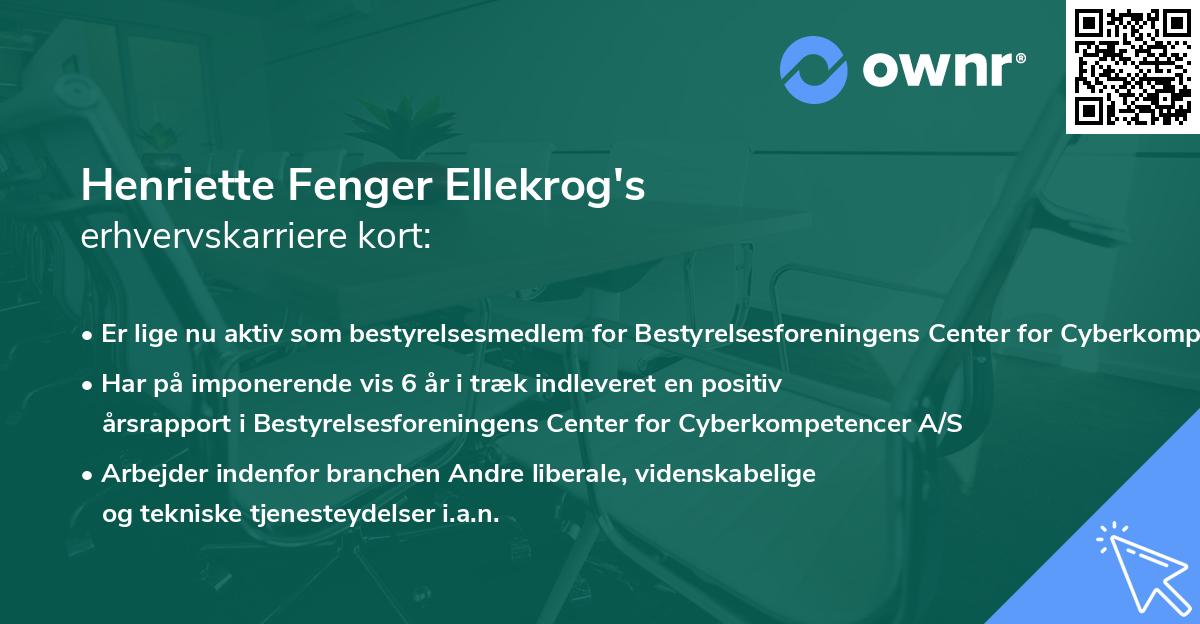 Henriette Fenger Ellekrog's erhvervskarriere kort