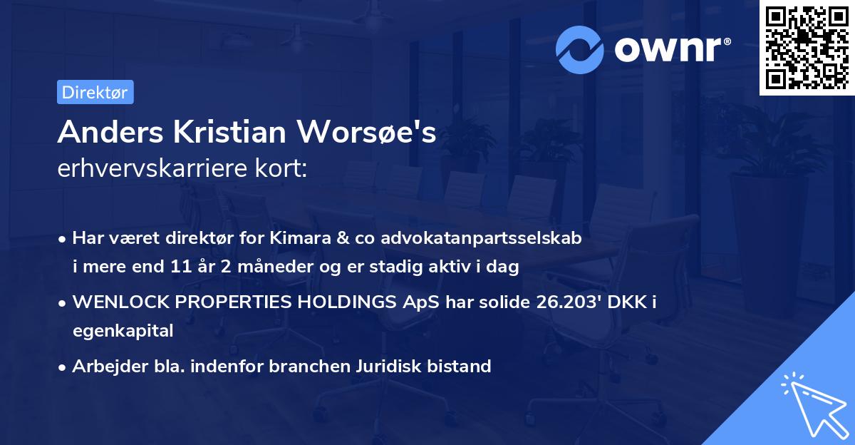 Anders Kristian Worsøe's erhvervskarriere kort