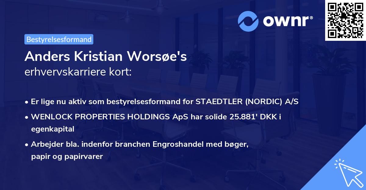 Anders Kristian Worsøe's erhvervskarriere kort