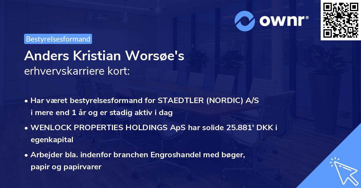 Anders Kristian Worsøe's erhvervskarriere kort