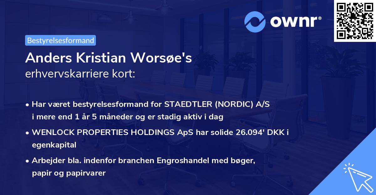 Anders Kristian Worsøe's erhvervskarriere kort