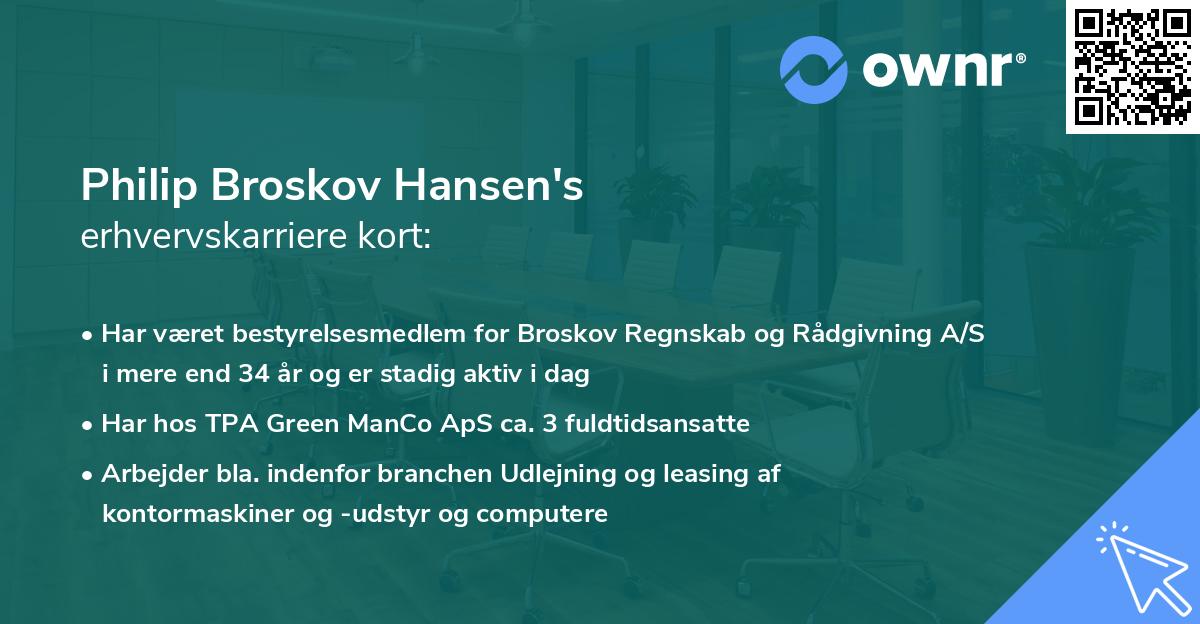 Philip Broskov Hansen's erhvervskarriere kort