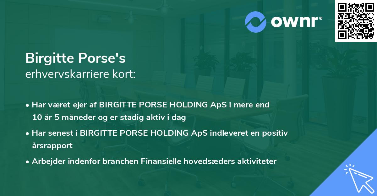 Birgitte Porse's erhvervskarriere kort