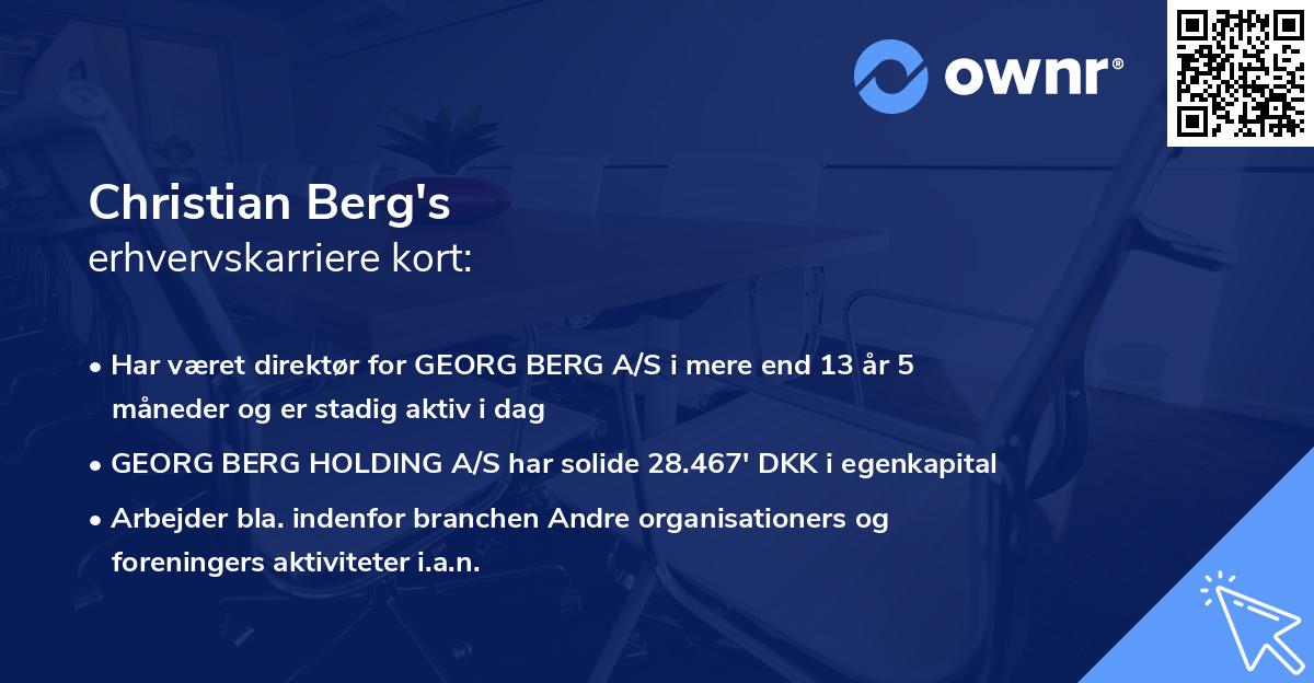 Christian Berg's erhvervskarriere kort