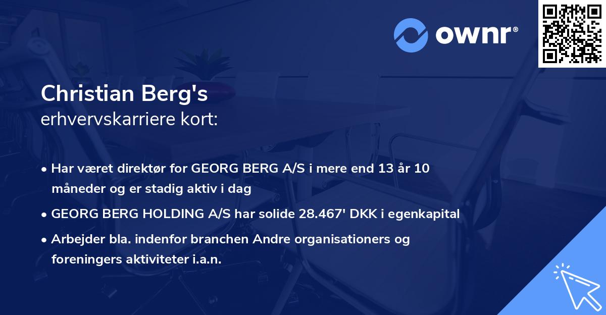 Christian Berg's erhvervskarriere kort