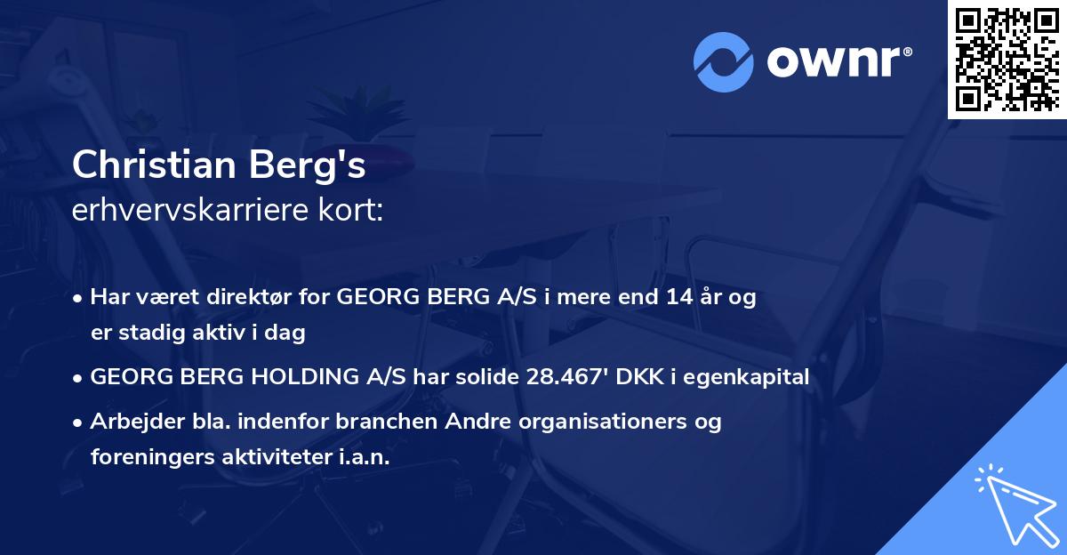 Christian Berg's erhvervskarriere kort