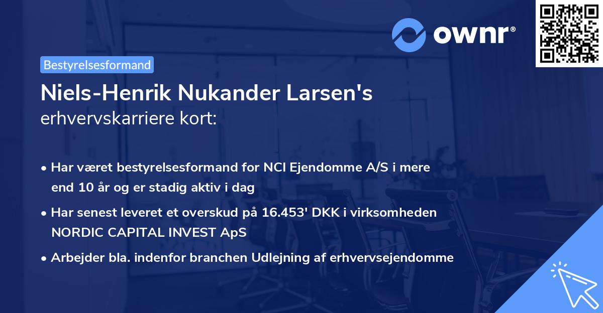 Niels-Henrik Nukander Larsen's erhvervskarriere kort