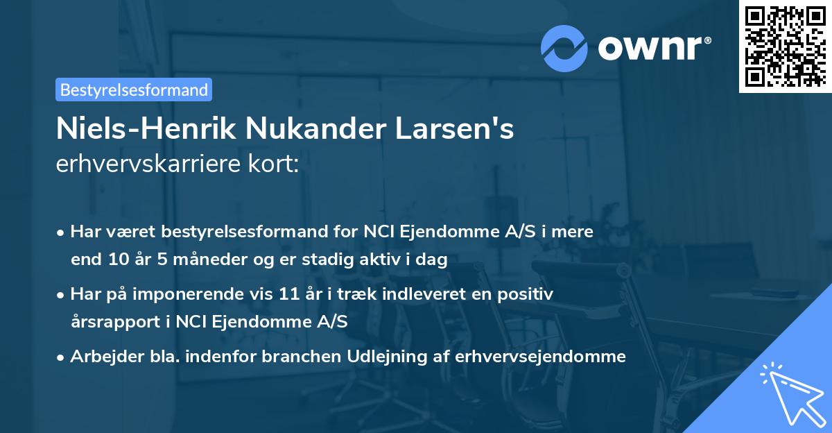 Niels-Henrik Nukander Larsen's erhvervskarriere kort