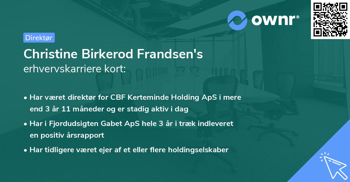 Christine Birkerod Frandsen's erhvervskarriere kort