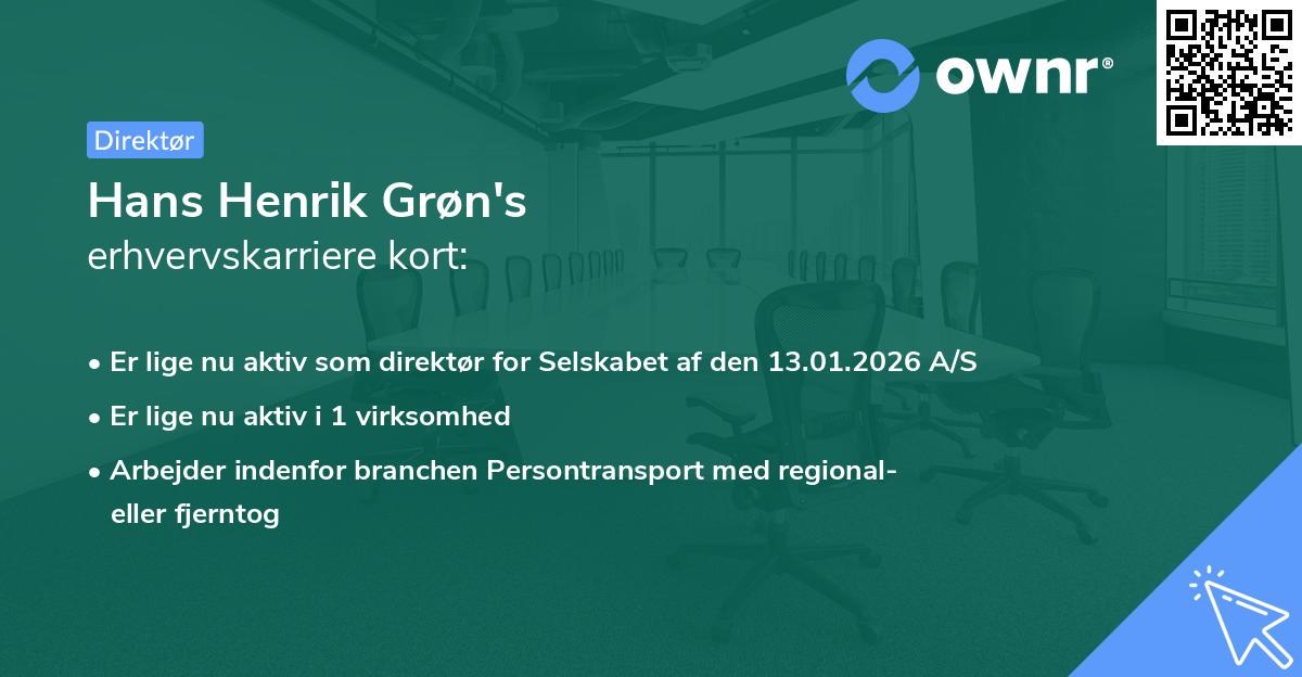 Hans Henrik Grøn's erhvervskarriere kort