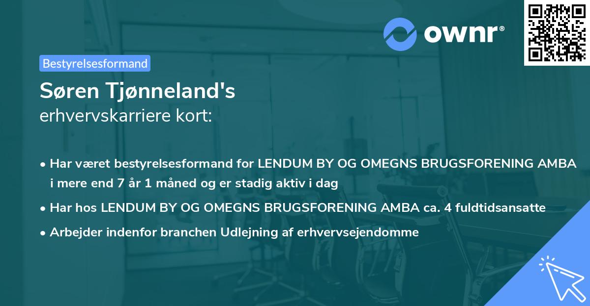 Søren Tjønneland's erhvervskarriere kort