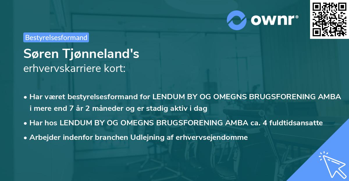 Søren Tjønneland's erhvervskarriere kort