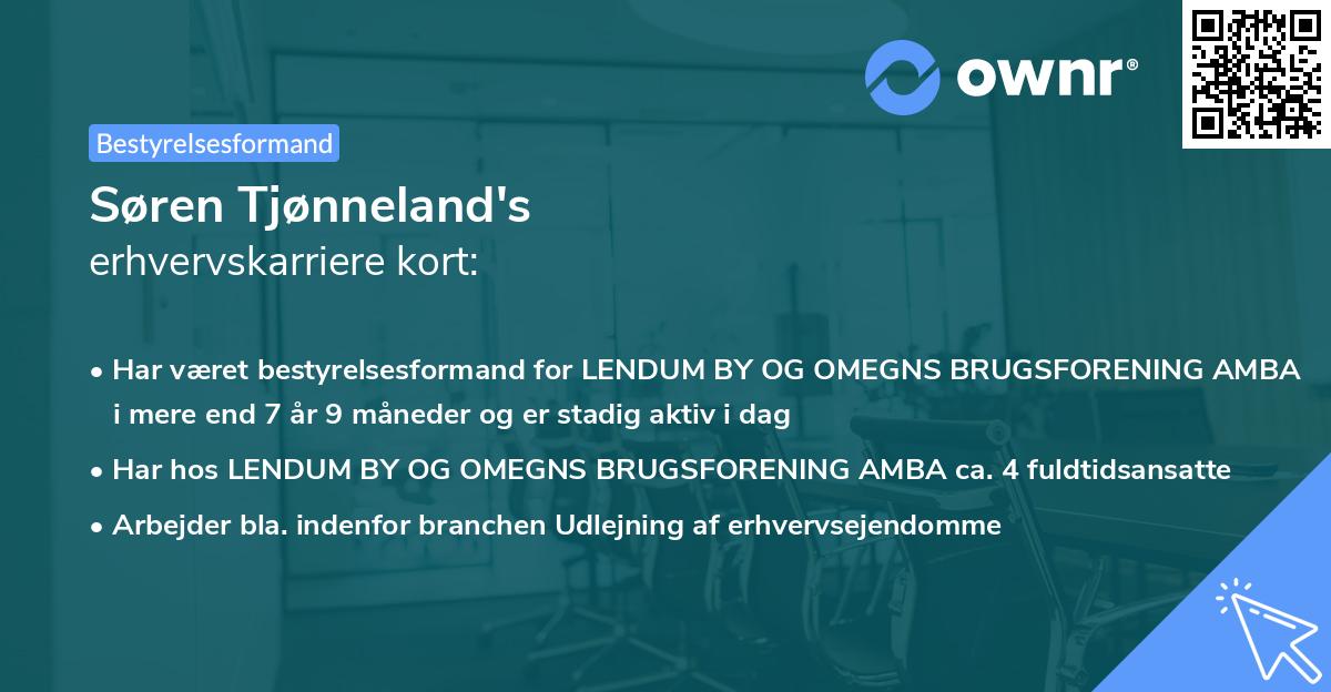 Søren Tjønneland's erhvervskarriere kort