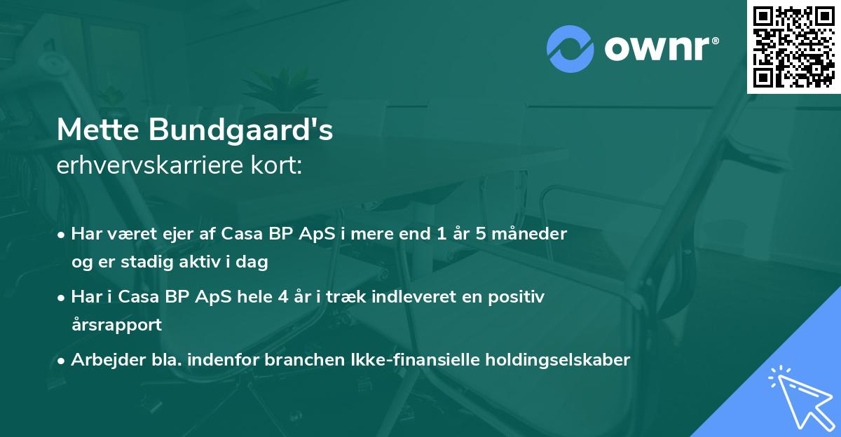 Mette Bundgaard's erhvervskarriere kort