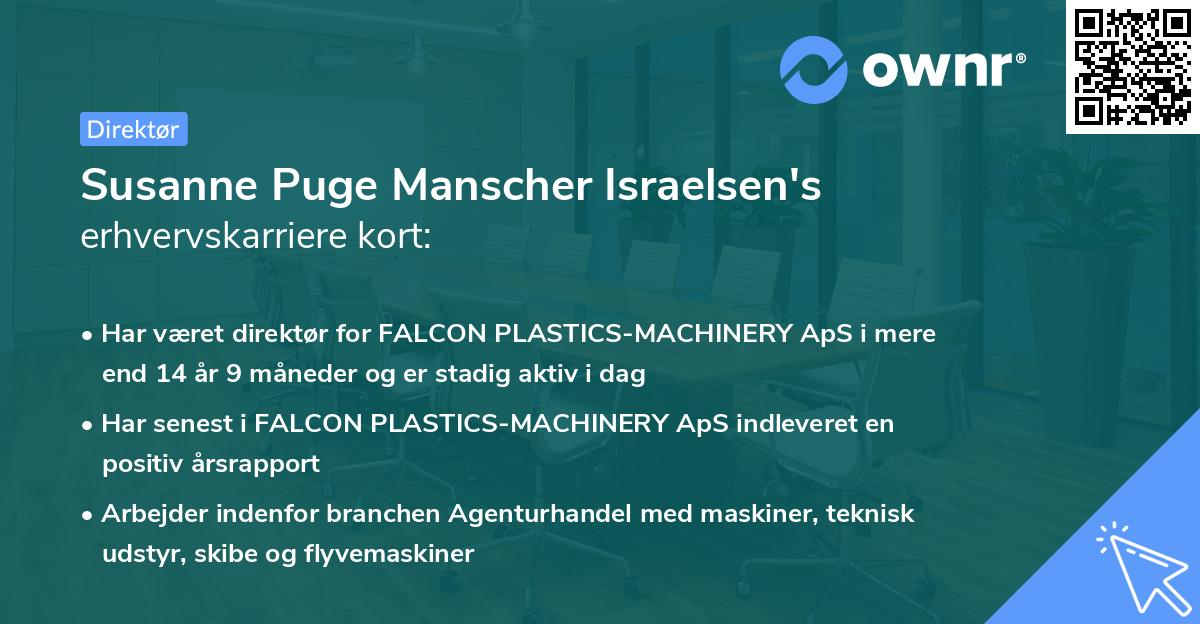 Susanne Puge Manscher Israelsen's erhvervskarriere kort