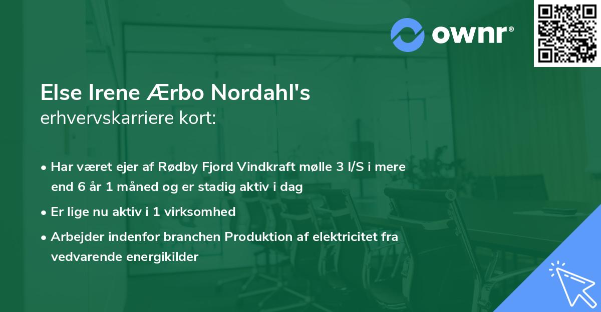 Else Irene Ærbo Nordahl's erhvervskarriere kort