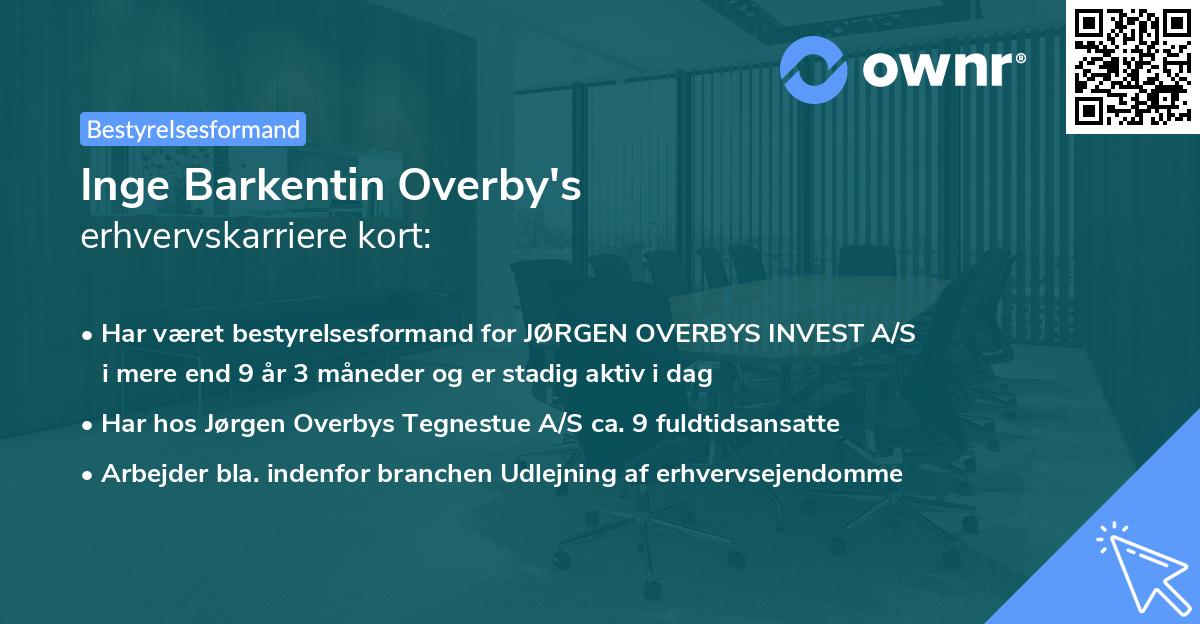 Inge Barkentin Overby's erhvervskarriere kort