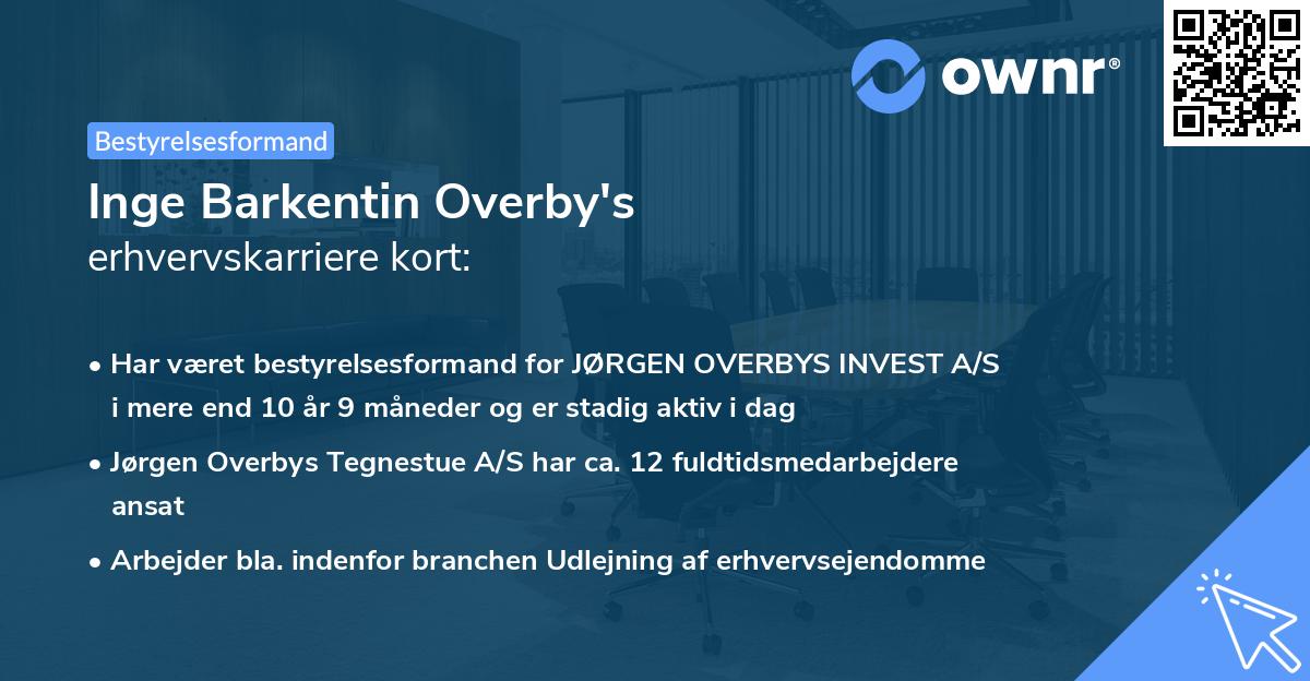 Inge Barkentin Overby's erhvervskarriere kort